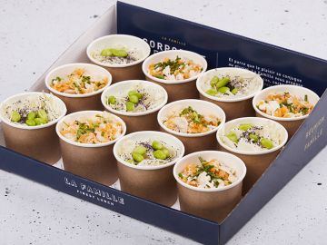 COFFRET MINI SALADES CHOU BLANC WASABI LENTILLE CORAIL 12 PIECES
