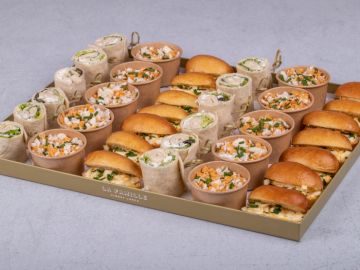 PLATEAU MIX VERRINE LENTILLE WRAP CHEVRE MINI BRIOCHE MIMO